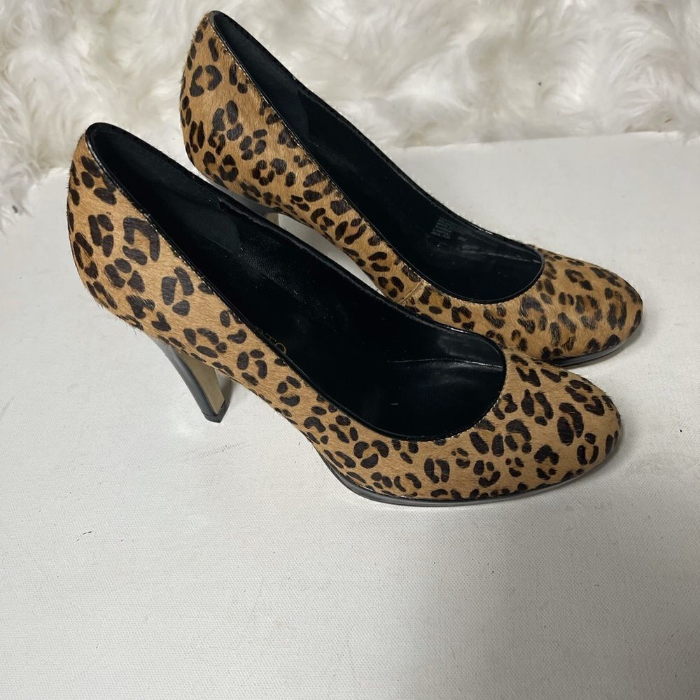 Franco Sarto leather leopard prints heels SZ8M